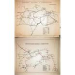 A pair of 1890s London Underground WALL MAPS, both 26" x 21" (66cm x 53cm), the first titled