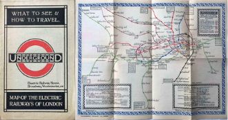 1921 London Underground MAP OF THE ELECTRIC RAILWAYS OF LONDON 'What to See & How to Travel' with