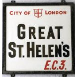 A City of London STREET SIGN from Great St Helen's, EC3, a small thoroughfare off Bishopsgate in