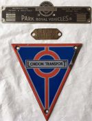 London Transport RT-type bus BRASS CHASSIS TAG (dumb-iron plate) from 'roofbox' RT 231 plus an