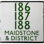 London Transport bus stop enamel E-PLATE for Maidstone & District services 186, 187 & 188 with the