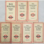 London Transport WW2 POCKET LISTS of Bus Routes/Bus, Tram & Trolleybus Routes - Central Area.