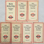 London Transport WW2 POCKET LISTS of Bus Routes/Bus, Tram & Trolleybus Routes - Central Area.