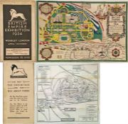 1924 British Empire Exhibition at Wembley items comprising the official fold-out PLAN & MAP designed