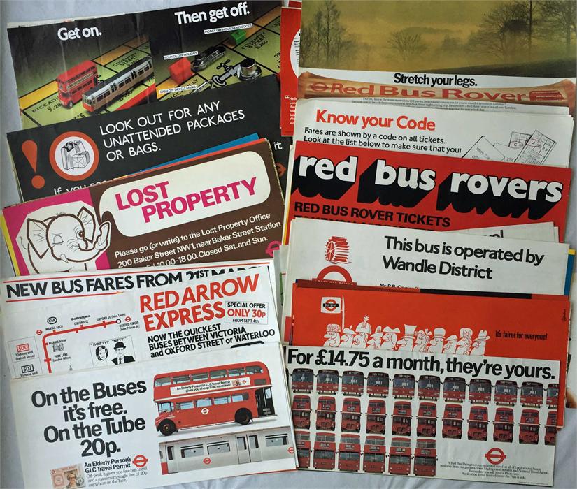 Large quantity of London Transport BUS INTERIOR POSTERS from the 1970s-1980s, the larger variant