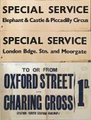 London Transport VEHICLE POSTERS comprising 2 x 1938 Special Service posters for buses operated
