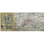 1902 'District [Railway] MAP of Greater London & Environs', 1st edition. A paper map inside a soft