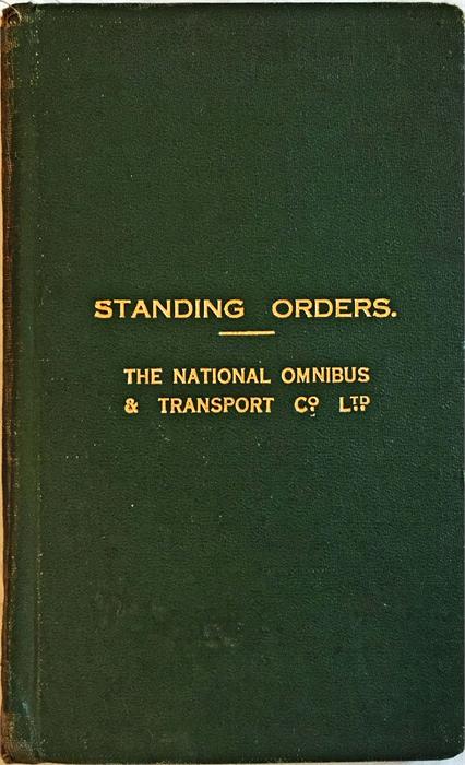 1928 National Omnibus & Transport Company STANDING ORDERS BOOKLET as issued to Managers,