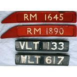 London Transport Routemaster items (1980s withdrawals) comprising BONNET FLEETNUMBER PLATES (c/w