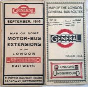 London General Omnibus Company POCKET MAPS dated September 1916 (titled 'Map of some Motor-bus