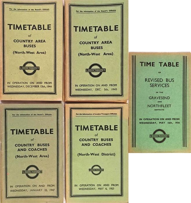 London Transport OFFICIALS' TIMETABLES of Country Area Buses (North-West Area/District) dated