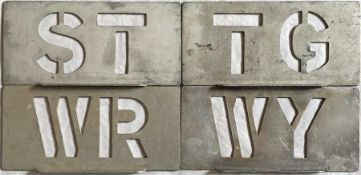 London Transport bus GARAGE STENCIL PLATES for ST (Staines), TG (Tring), WR (Windsor) and WY (