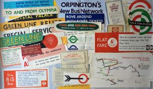 Large quantity of London Transport bus PANEL & SLIP POSTERS from the 1940s-1980s, mainly 1950s/