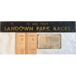 London Transport RT bus items comprising a SLIPBOARD 'To & from Sandown Park Races', a driver's/