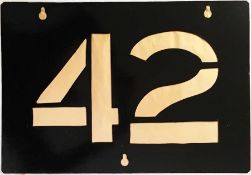 London Transport Tramways ROUTE NUMBER STENCIL for Croydon local route 42 to Thornton Heath.