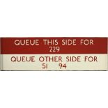 London Transport bus stop enamel Q-PLATE 'Queue this side for 229, Queue other side for 51, 94'.