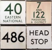 Selection of London Transport bus stop enamel E-PLATES for routes 40 Eastern National, 7 & 122
