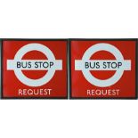 1940s/50s London Transport BUS STOP FLAG ('request' version) of the flat, framed style (2 enamel