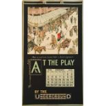 1914 official London Underground WALL CALENDAR with a page for each month, each featuring a