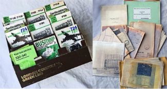 1970s London Country plastic LEAFLET RACK containg a quantity of 1970s Green Line leaflets & maps. A