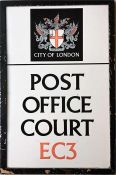 A City of London enamel STREET SIGN for Post Office Court, EC2, a small thoroughfare off King