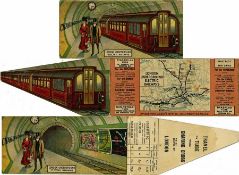 1907 London Underground Electric Railways advertising CARD with MAP, one of a series featuring