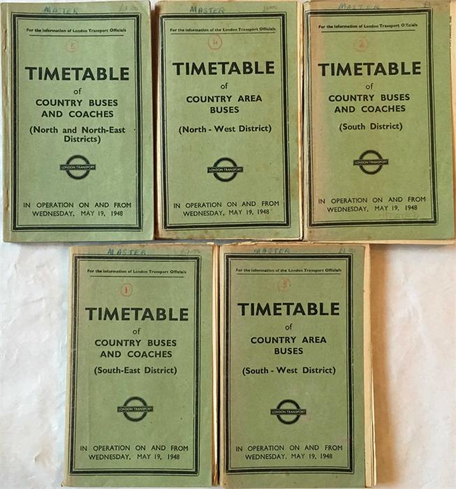 1948 London Transport OFFICIALS' TIMETABLE BOOKLETS for Country Buses and Coaches. This is the