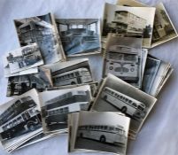 Quantity of mainly half-plate b&w BUS PHOTOGRAPHS, largely official shots and mostly 1950s by