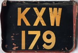 London Transport RT-type bus REGISTRATION PLATE (rear) KXW 179 from RT 3070. The original RT 3070