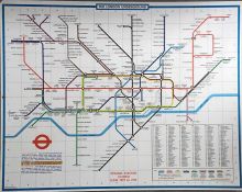 1973 London Underground quad-royal POSTER MAP officially laminated (matt finish) and mounted on