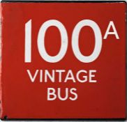 London Transport bus stop enamel E-PLATE for route 100A Vintage Bus with a most unusual red