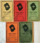 Set of 1934 London Transport AREA TIMETABLE BOOKLETS of Buses, Coaches & Main Line Rlwys. All