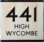 London Transport bus stop enamel E-PLATE for route 441 High Wycombe. The probable location of this