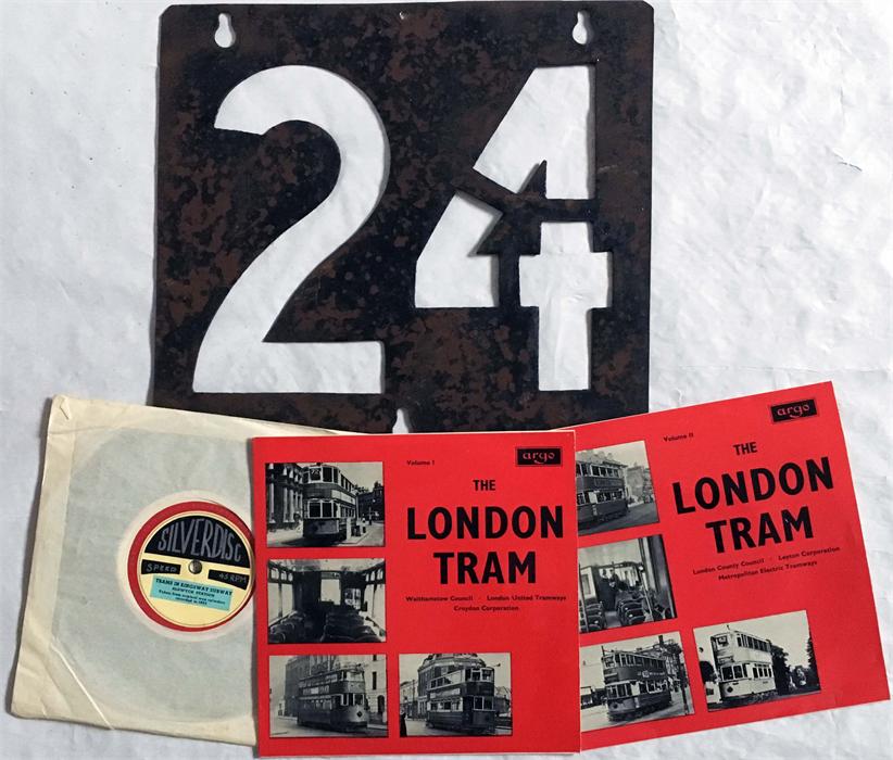 London Transport Tramways ROUTE NUMBER STENCIL for circular service 24 via the Embankment. A