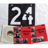 London Transport Tramways ROUTE NUMBER STENCIL for circular service 24 via the Embankment. A