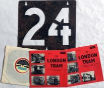London Transport Tramways ROUTE NUMBER STENCIL for circular service 24 via the Embankment. A