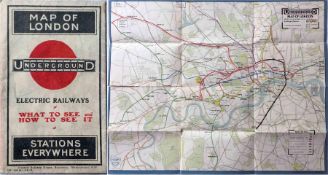 1913 London Underground POCKET MAP 'What to See and How to See it'. Issued at Electric Railway House