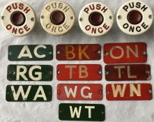 Selection of London Transport BUS ITEMS comprising 4 x 'Push Once' plastic BELL-PUSHES ex