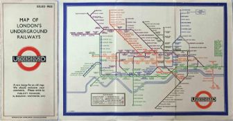 1933 first edition of the Harry Beck London Underground POCKET DIAGRAMMATIC CARD MAP with the famous