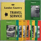 London Country Bus Services items comprising a hard plastic SIGN for 'Travel Service' (12" x 9",