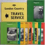 London Country Bus Services items comprising a hard plastic SIGN for 'Travel Service' (12" x 9",