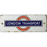 1940s London Transport enamel bus stop panel timetable HEADER PLATE in the early post-war style.