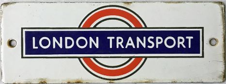 1940s London Transport enamel bus stop panel timetable HEADER PLATE in the early post-war style.