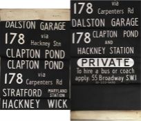 London Transport RLH bus DESTINATION BLIND for the front/side box (W) from Dalston (D) garage