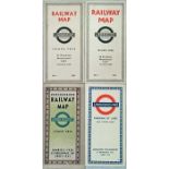 Small selection of London Underground POCKETS MAPS comprising 3 x Beck DIAGRAMMATIC CARD MAPS: No 1,