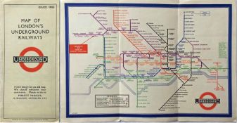1933 first edition of the Harry Beck London Underground POCKET DIAGRAMMATIC MAP with the famous