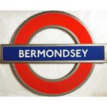 London Underground enamel PLATFORM ROUNDEL SIGN from Bermondsey station on the Jubilee Line. A