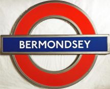 London Underground enamel PLATFORM ROUNDEL SIGN from Bermondsey station on the Jubilee Line. A