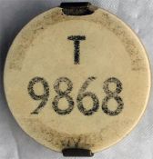 London Tram & Trolleybus Driver's METROPOLITAN STAGE CARRIAGE BADGE T 9868. Equivalent to PSV