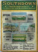 Southdown Motor Services (in association with the Southern Railway) Official BUS TIMETABLE dated 9